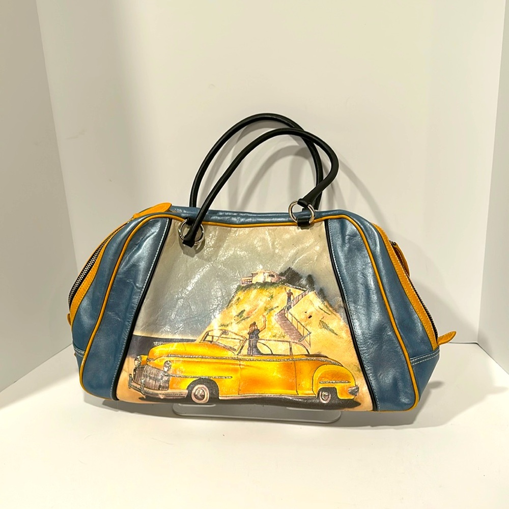 Vintage Isabella Fiore Painted Leather Handbag